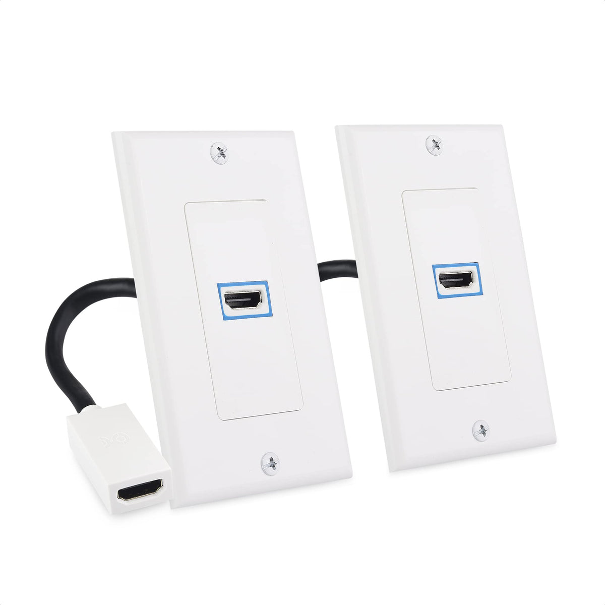 Cable Matters 2-Pack 1-Port 8K HDMI Wall Plate in White with 8K 60Hz and 4K 120Hz (HDMI Outlet, HDMI Wall Outlet, HDMI Box Supporting VRR, ALLM and HDR)