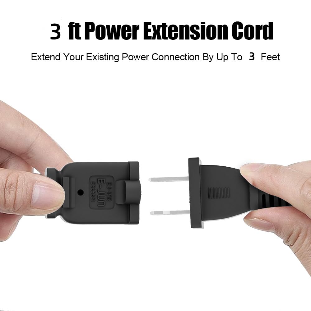 Us 2 Prong Extension Cords 3 Ft 2 Outlet Black Extension Cord Cable 125V 10A Male To Female Power Cord For Nema 1 15P To 1 15R