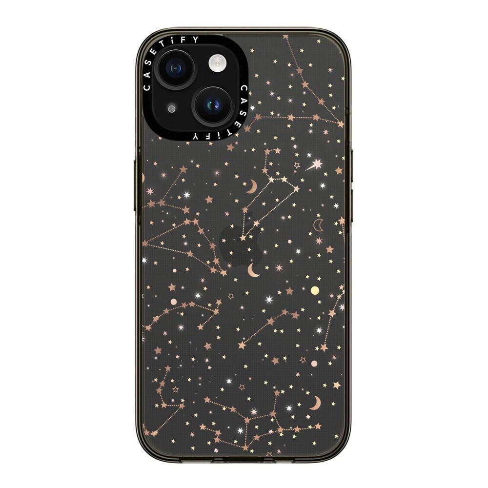 Casetify Compact Case For Iphone 15 [2X Military Grade Drop Tested / 4Ft Drop Protection]   Space Pattern On Clear Background