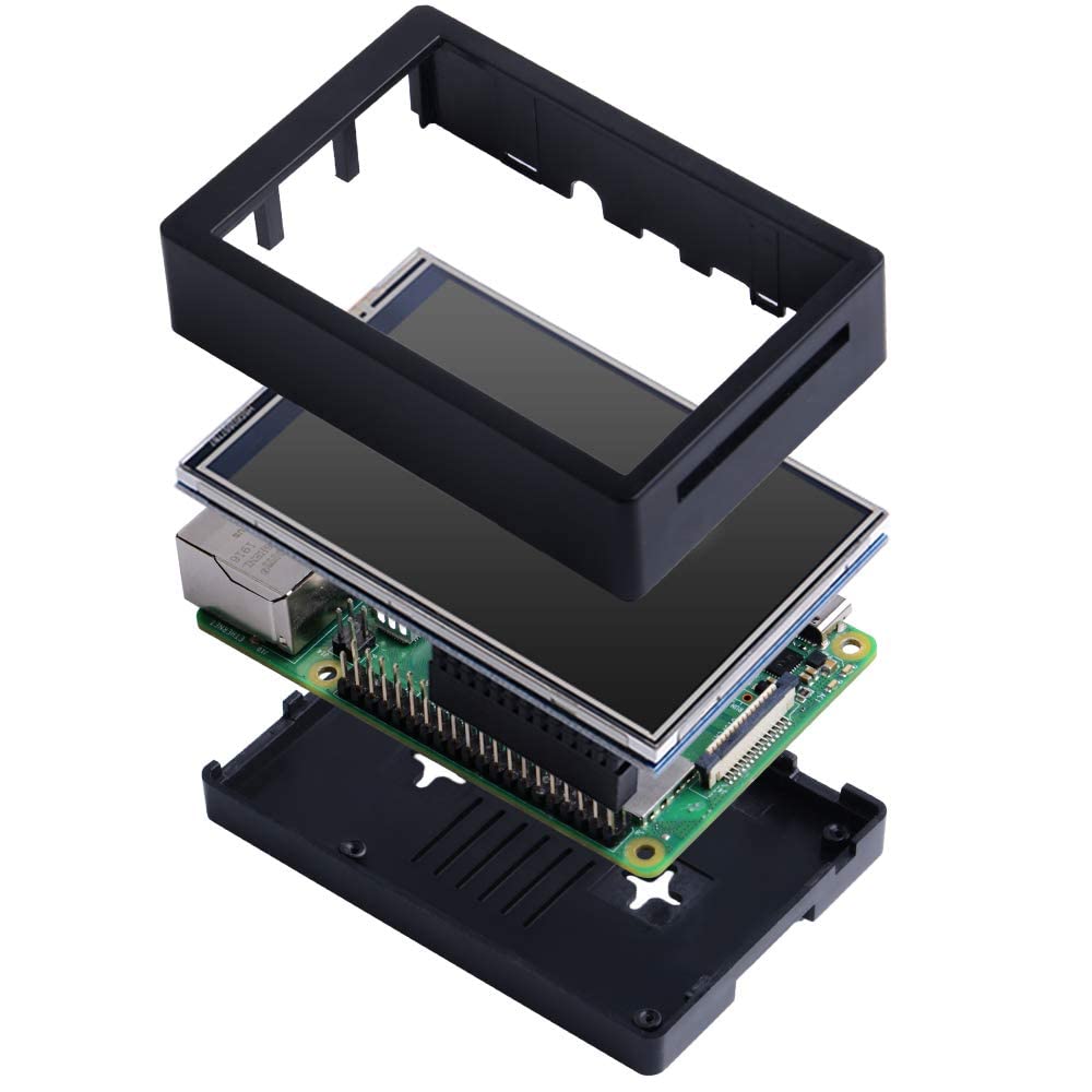 Geeekpi 3.5 Inch Touch Screen With Case For Raspberry Pi 4, With Fan And Heatsinks, 320X480 Resolution Tft Lcd Display For Raspb