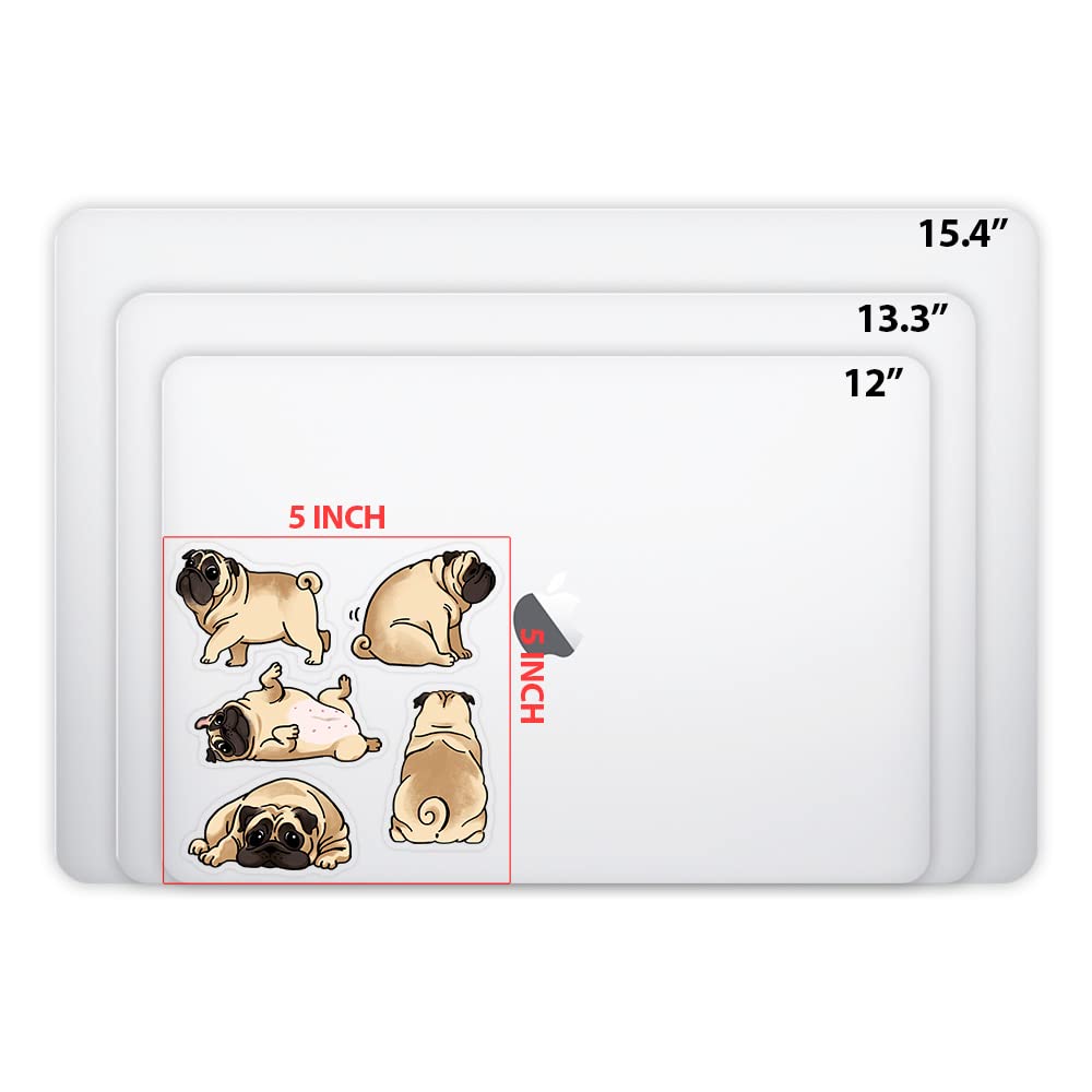 Fincibo 5 X 5 Inch Pug Funny Playful Postures Removable Vinyl Decal Stickers For Ipad Macbook Laptop (Or Any Flat Surface)