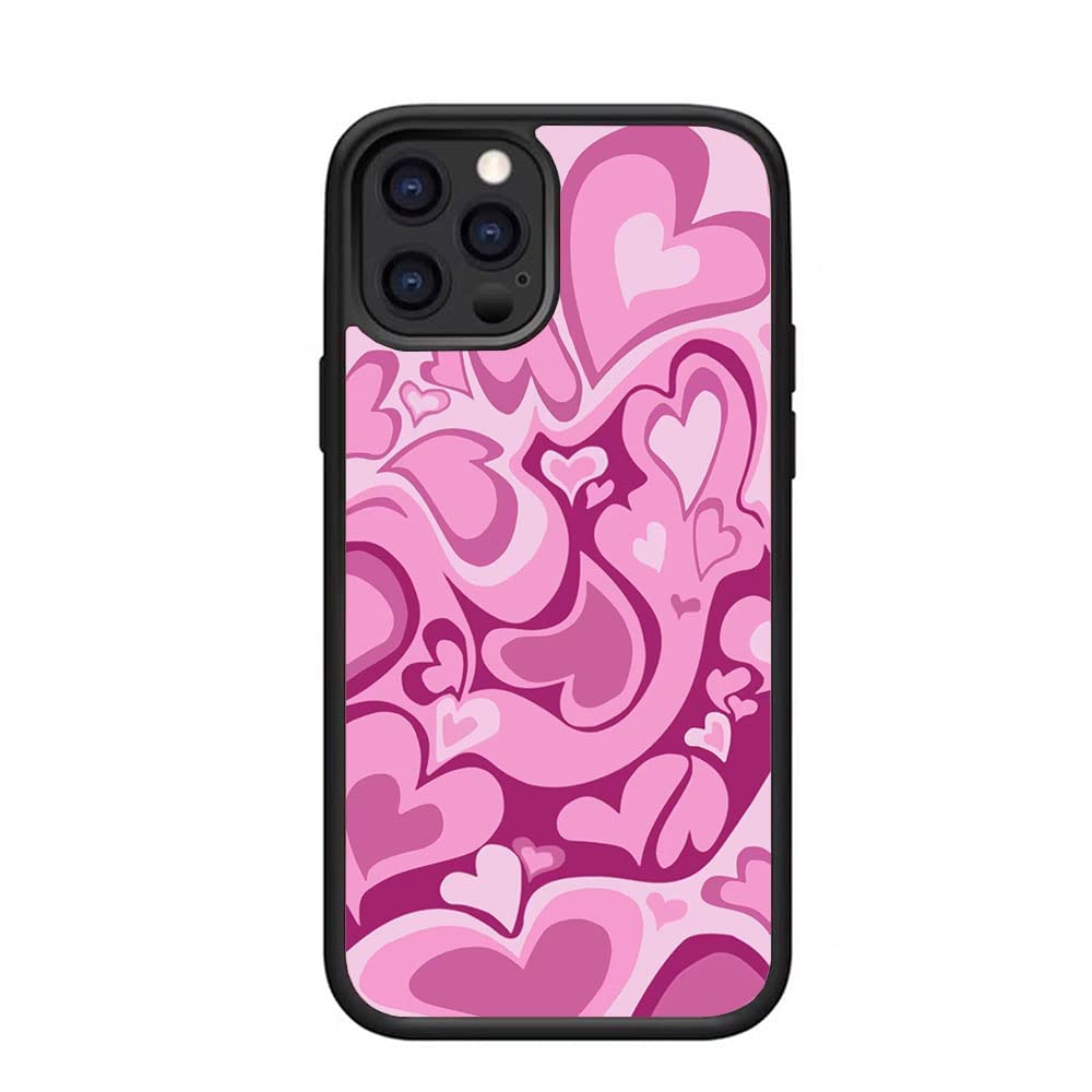 Mokens Compatible With Iphone 13Pro Cute Pink Love Heart Pink Aesthetic Phone Case Slim Soft Protective Phone Case For Girls Wom