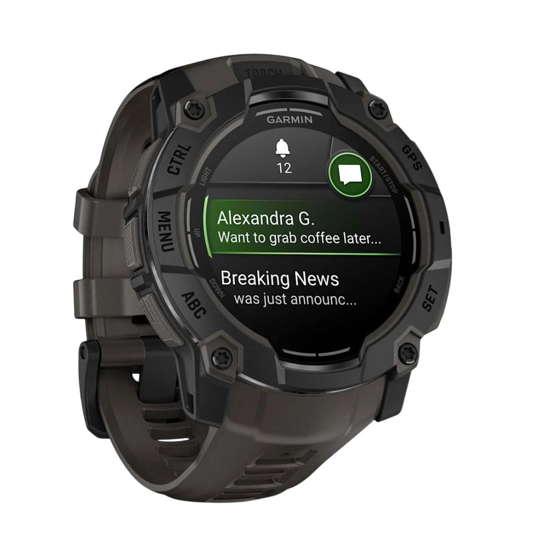 Garmin Instinct? 3 50Mm, Amoled Display, Rugged Outdoor Gps Smartwatch, Metal Reinforced Bezel, Built In Flashlight, Up To 18 Da