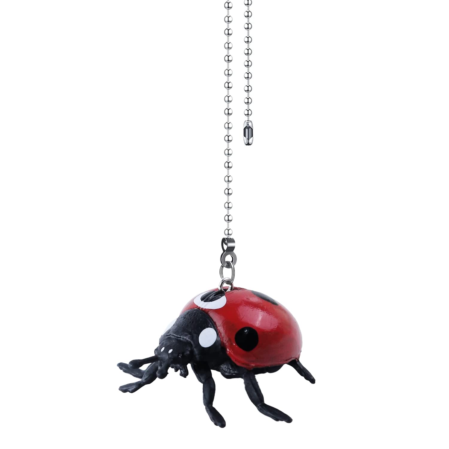 Dotlite Ladybug Ceiling Fan Pull Chain,12In Cute Insect Ladybird Fan String Pulls Charm Extension Decorative,3Mm Diameter Beaded