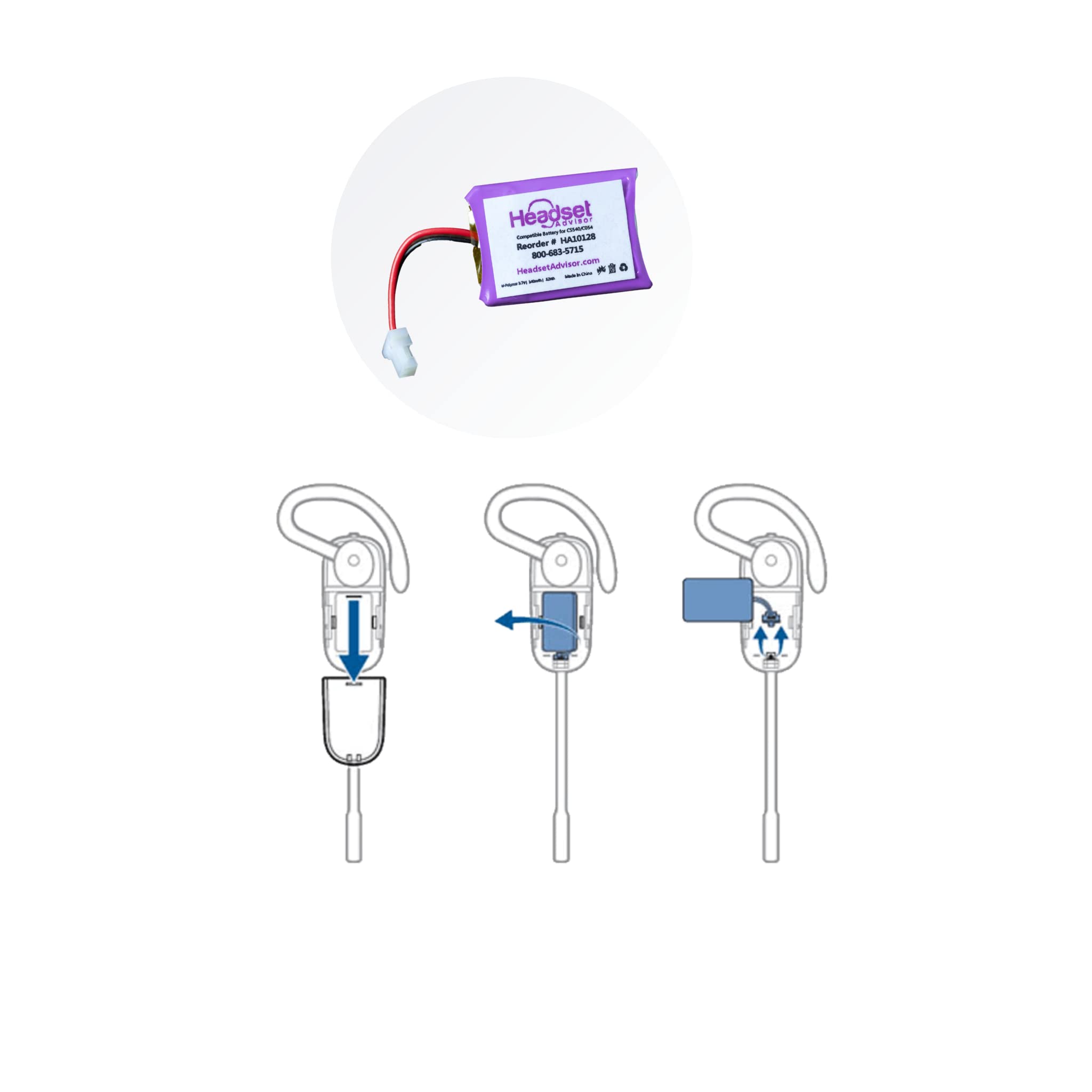 Compatible Plantronics Battery Replacement For Cs540 And C054 Wireless Headsets