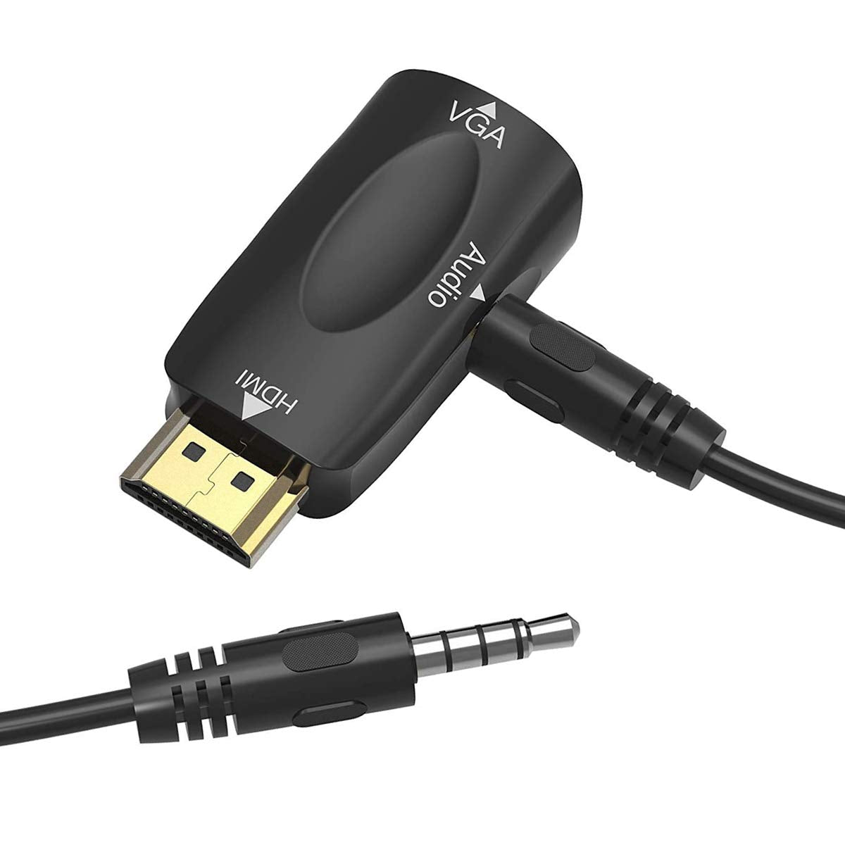 Guamar Hdmi To Vga Adapter Converter With 3.5Mm Audio Jack Cable,4K Hdmi To Vga Converter Male To Female Gold Plated Connector For Laptop,Pc, Desktop,Monitor, Projector,Hdtv,Dvd