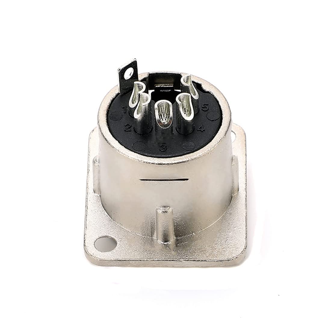 Gdqlcnxb Xlr Male Jack 5 Pin Panel Mount Jacks,Silver Metal Housing Xlr M Microphone Connector, 4Pcs.