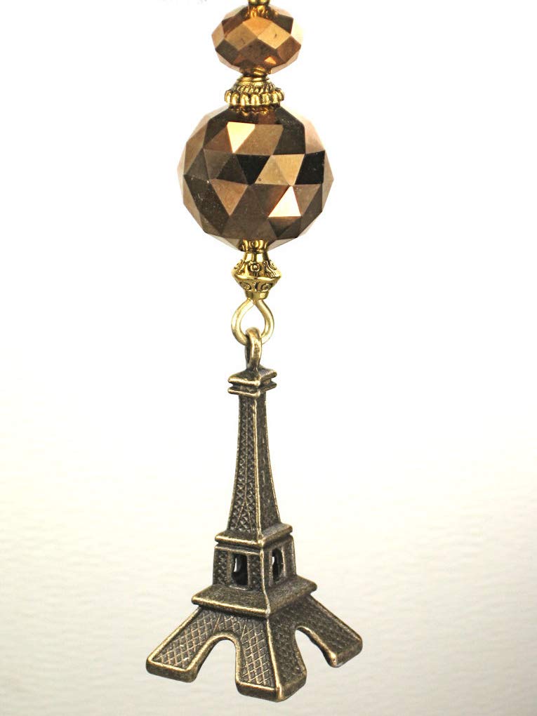Antiqued Brass Eiffel Tower With Bronze Glass Ceiling Fan Pull