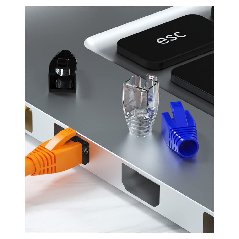 50 Pcs Cat6A Cat7 Cat8 Strain Relief Boot, Rj45 Plug Connector Cover Modular Network Plug Connector Cap Cable Connector Boots, Darkgrey