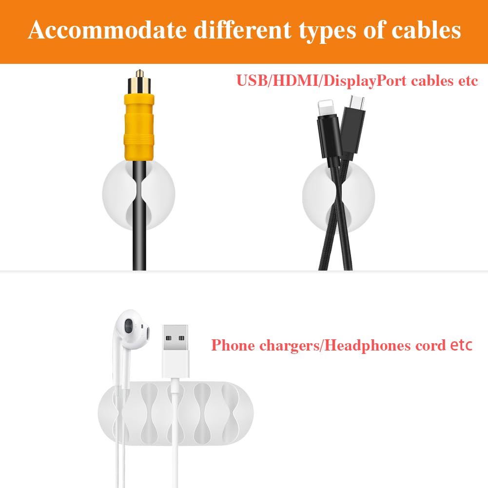 Shintop Cable Clips, 16 Pack White Cord Holder Adhesive Cable Organizer Wire Holder For Organizing Phones Chargers Desk Nightsta