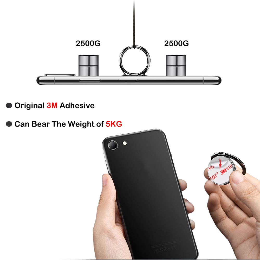 Pikabo Cell Phone Ring Holder Stand, Cell Phone Grip Holder, Adhesive Phone Grip For Phones And Cases. (Glitter Silver)