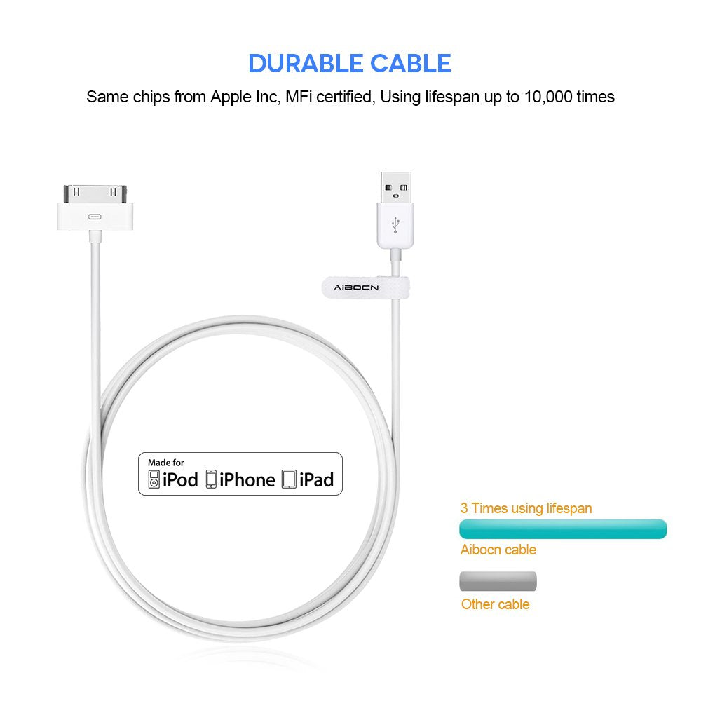 Aibocn Mfi Certified 30 Pin Sync And Charge Dock Cable (New Packaging)