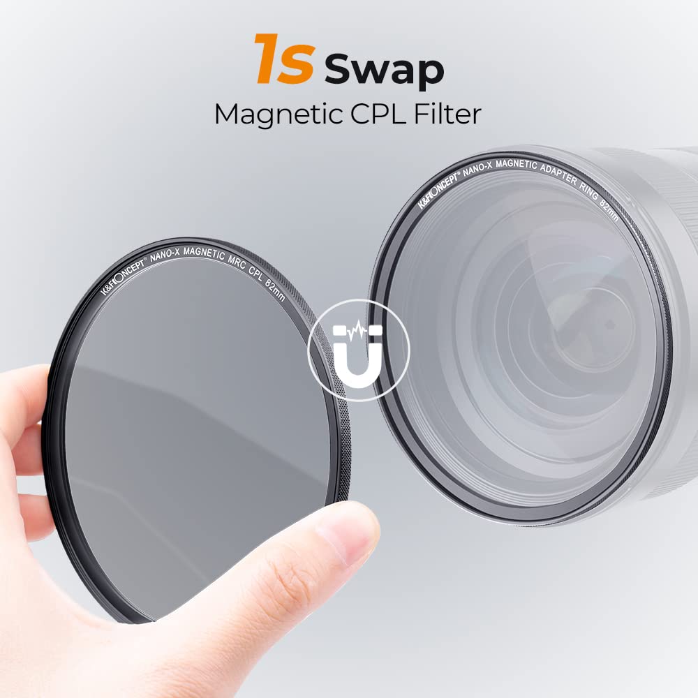 K&F Concept Magnetic 72Mm Circular Polarizers Filter (Magnetic Polarizing Filter + Magnetic Basic Ring + Lens Cap) With 28 Multi