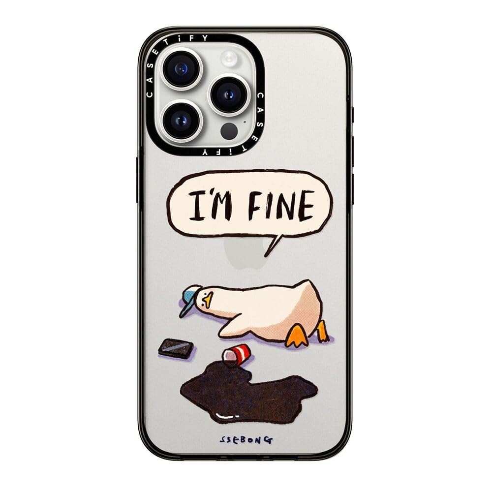 Casetify Compact Case For Iphone 15 Pro Max [2X Military Grade Drop Tested / 4Ft Drop Protection]   I'M Fine   Clear Black