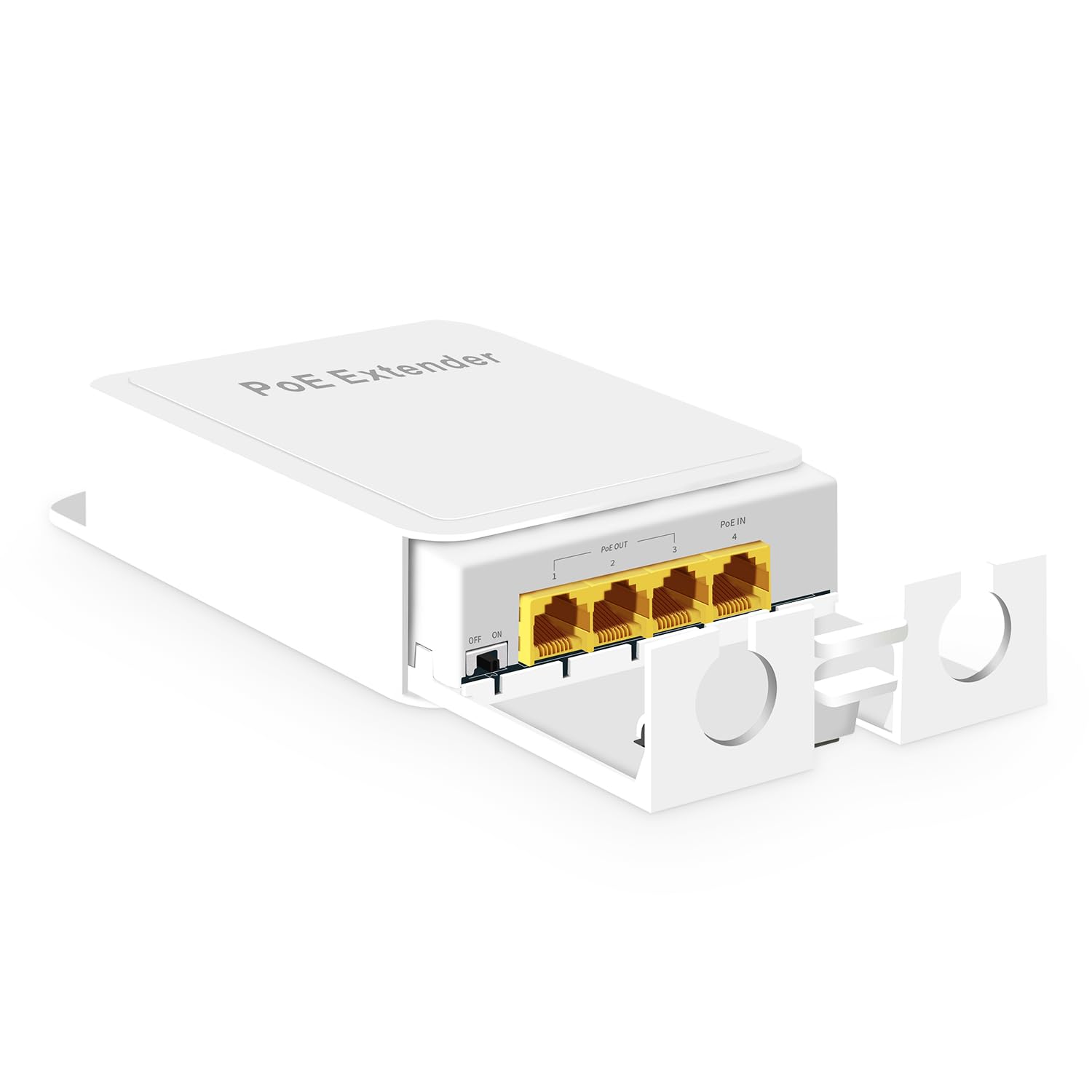 Mokerlink Outdoor 4 Port Gigabit Poe Switch/Extender, Ieee 802.3 Af/At Poe Repeater, 10/100/1000Mbps, 1 Poe In 3 Poe Out, Powere