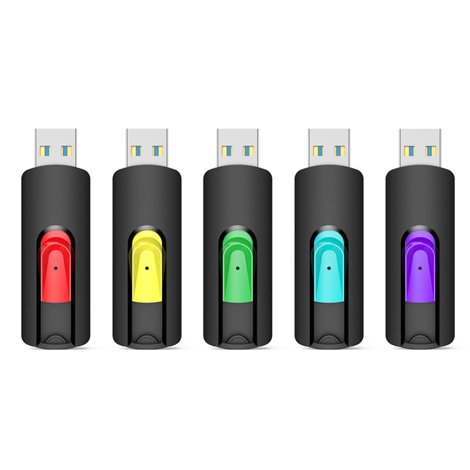 Aiibe 128Gb Usb 3.0 Flash Drive 5 Pack 128Gb Flash Drive Usb 3.0 Thumb Drive Bulk Usb Memory Stick Pen Drive Jump Drives 128Gb Usb Drive (5 Pack, Red Green Cyan Yellow Purple)