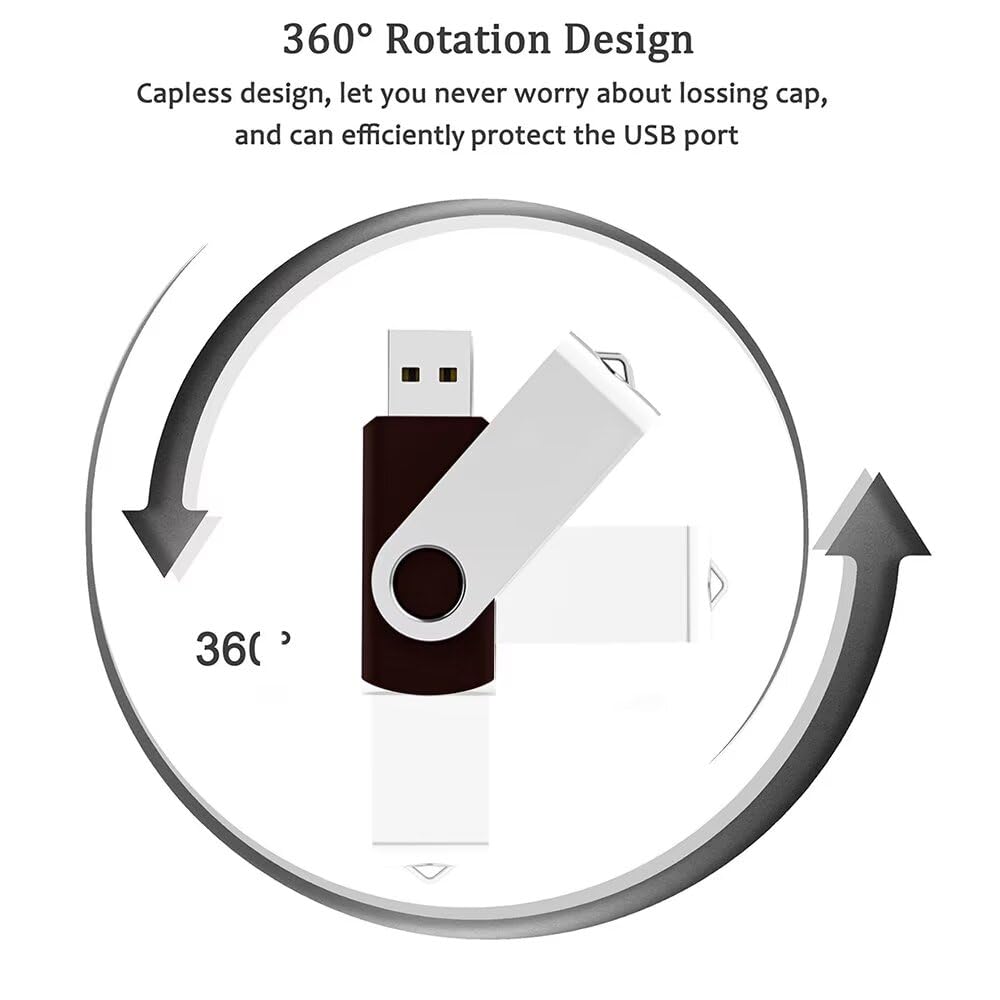 Usb Flash Drive 8Gb 20 Pack, Makactua Usb 2.0 Flash Drives Thumb Drive Swivel Memory Stick Jump Drive Pen Drive Zip Drive Black