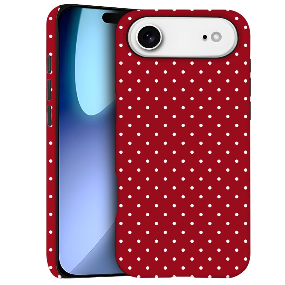 Case for iPhone 17 Air - Slim Fit Anti-Scratch Phone Case for Girl Women - Cherry Red Polka Dot (Frosted)