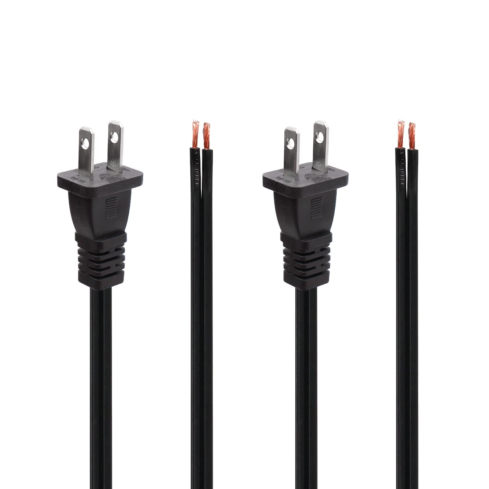 2Pack Power Cord Replacement,6.46Ft Cable 110V 115V 120V 300V Pigtail For Appliance, Nema 1 15P 2 Prong Plug Us Spt 2 16Awg (16/