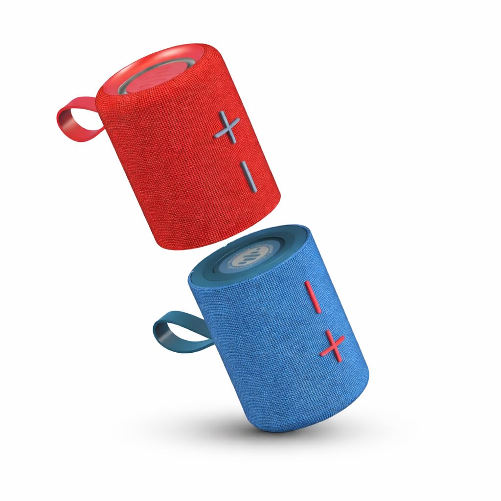 Stromberg Twin 2in1 Mini Portable Bluetooth Speaker, 10W (5W per Speaker), 11Hour Playtime, Magnetic, Sky Blue and Red