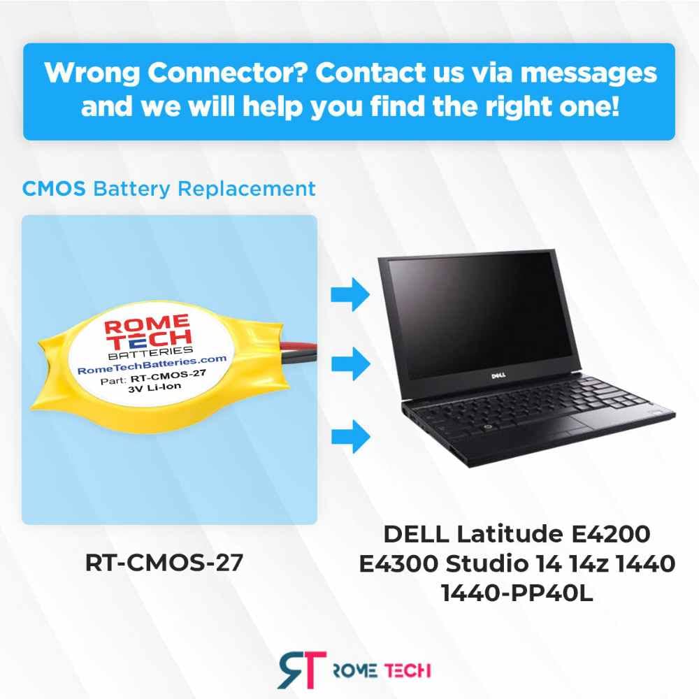 Rome Tech Rtc Cmos Battery For Dell Latitude E4200 E4300 Studio 14 14Z 1440 1440 Pp40L   Laptop Backup Bios Rtc 3V Cr2032 Batter
