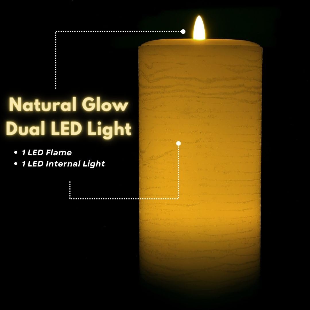 Lumipur Signature Natural Glow Flickering Flameless Led Wax Pillar Candle (3.5'' X 9'', Gray Fog)