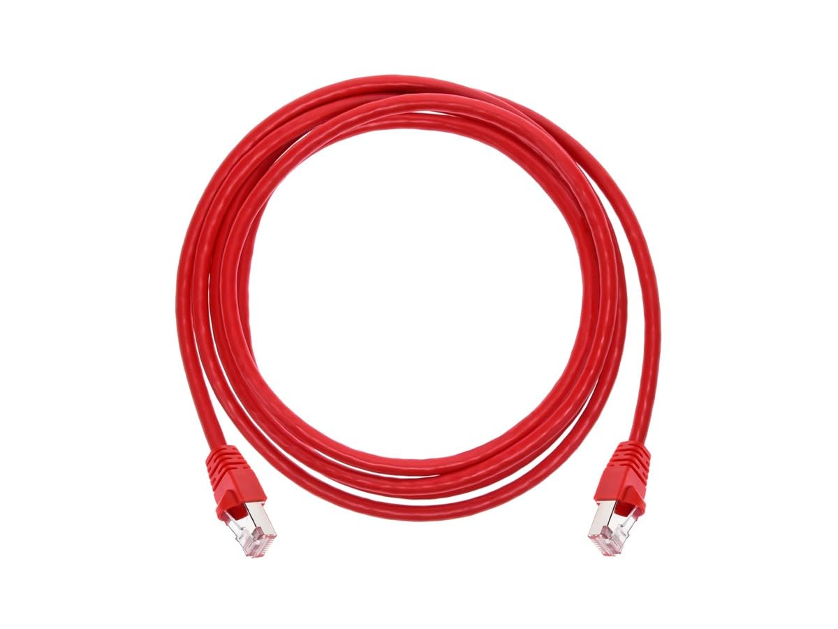 Monoprice Cat6A 7Ft Red Patch Cable Double Shielded (S/Ftp) 26Awg 10G Pure Bare Copper Snagless Rj45 Fullboot Series Ethernet Ca
