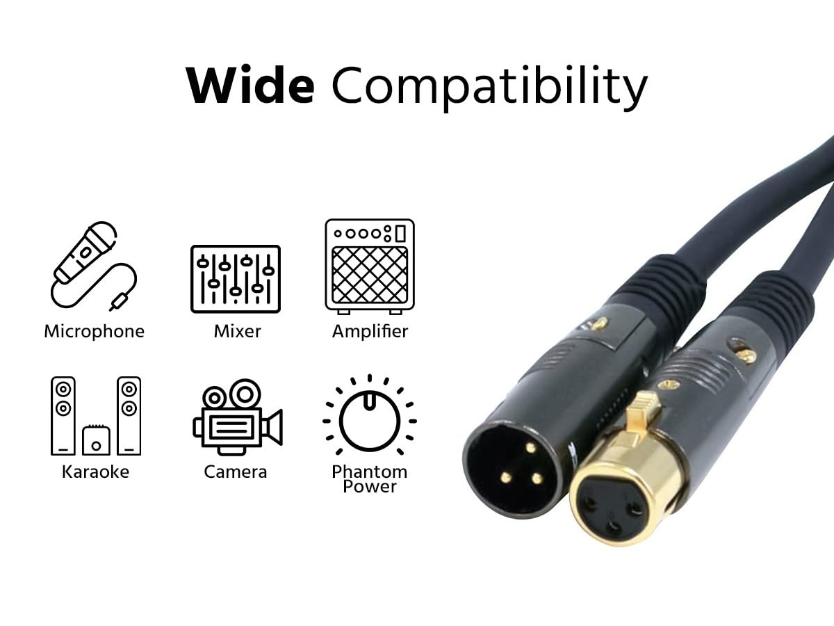 Monoprice Xlr Male To Xlr Female Cable   25 Feet   Black, 16Awg, Gold Plated, Microphone & Interconnect   Stage Right Series