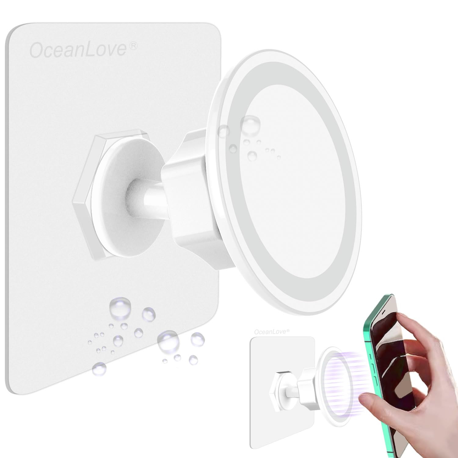 Oceanlove For Magsafe Wall Mount Magnetic Phone Holder, Self-Adhesive, 360 Rotatable, Waterproof, Compatible With Iphone 16/15/1