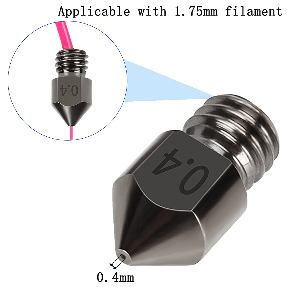 5Pcs Hardened Steel Mk8 Nozzle 0.4Mm Hotend Extruder All Metal Nozzle For Ender 3S 3 Pro, Cr 10 3D Printer 1.75Mm Filament