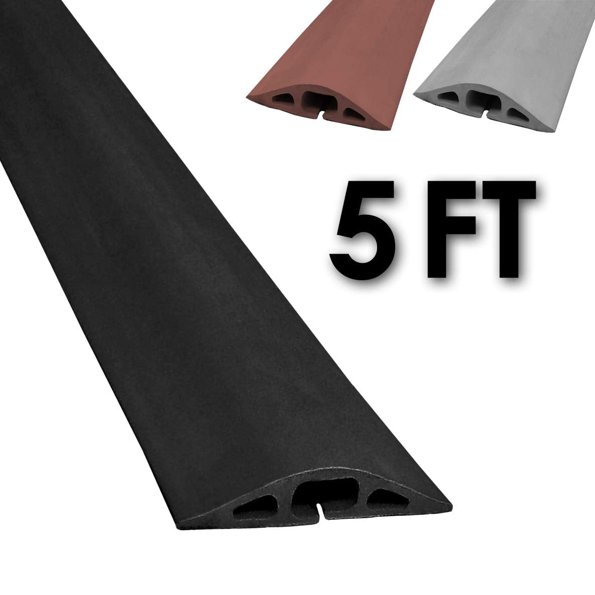 Electriduct D 2 Rubber Duct Cord Cover   5 Feet Black Floor Cable Protector