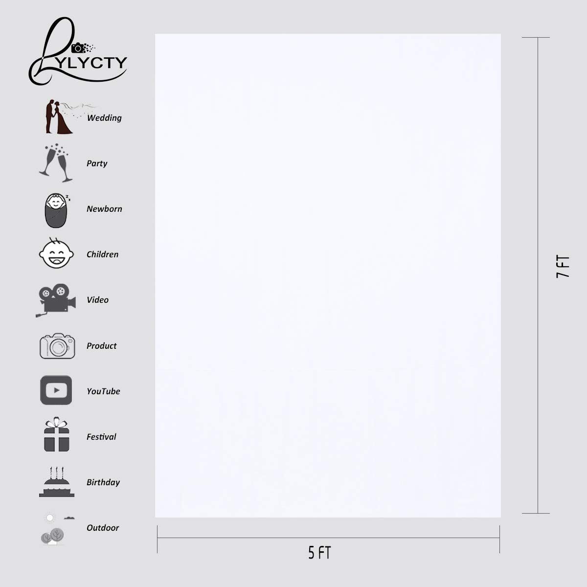 Lylycty 5X7Ft [Backdrop] White Screen Key Soft Pure White Studio Photography Background Id Photo, Customized Props Ly164