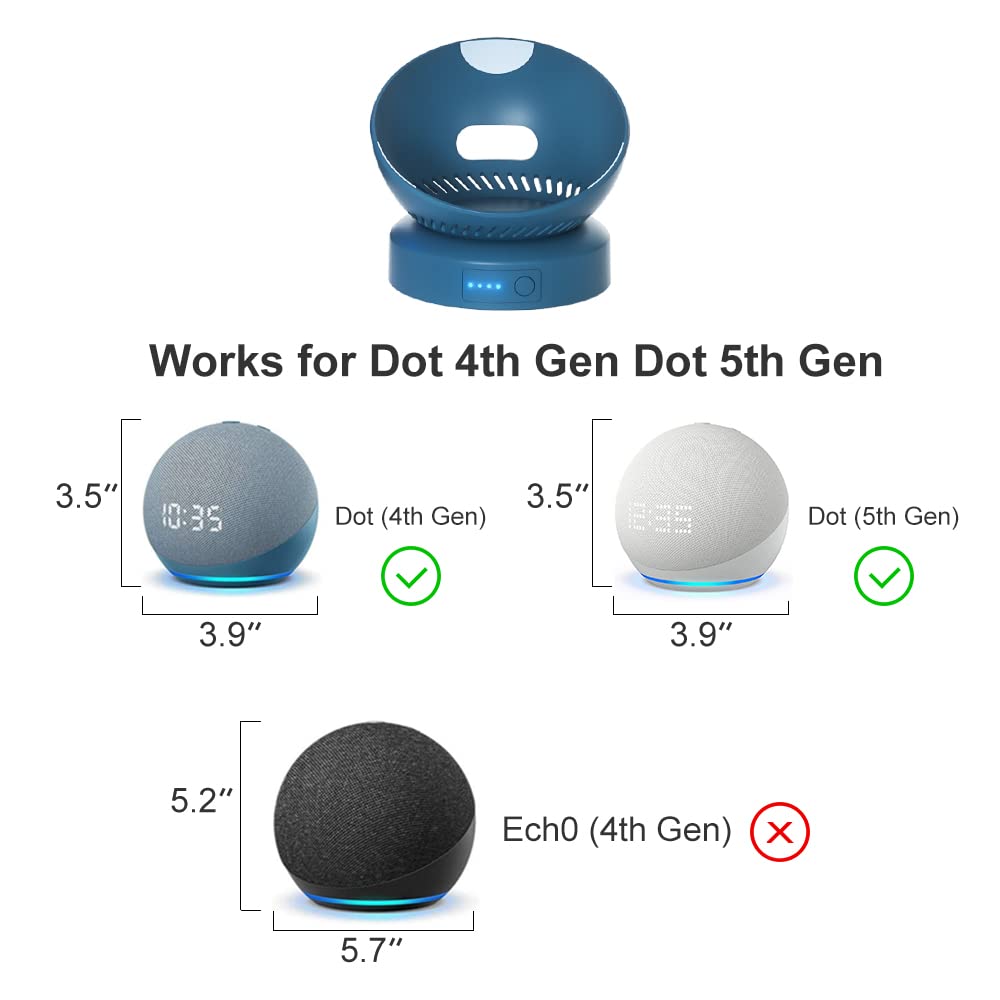 Battery Base For Dot 5 Generation, Movable Battery Stand Desktop Holder,Extend Using Time Charging Accessory Fits For Dot 5 (Blu