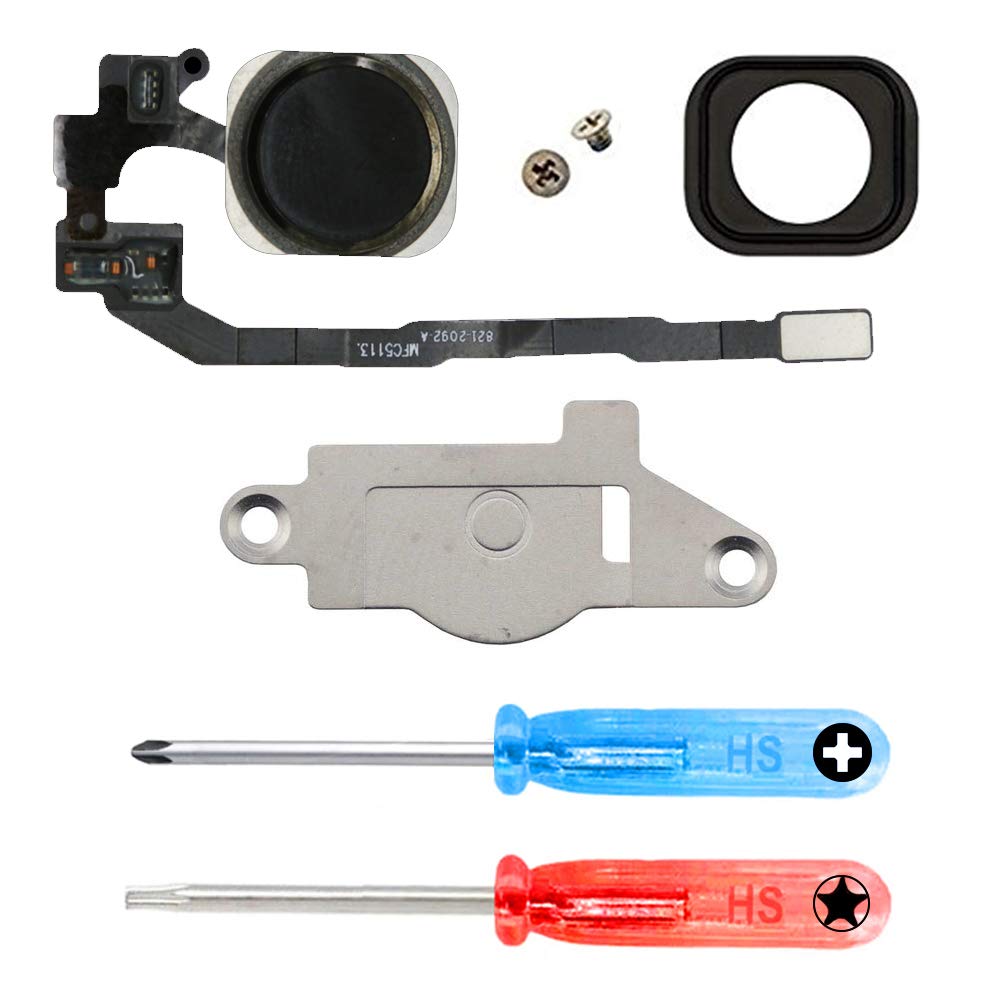 Mmobiel Home Button Compatible With Iphone 5S 2013   Flex Cable Connector   Replacement   Incl. Screwdrivers   Black