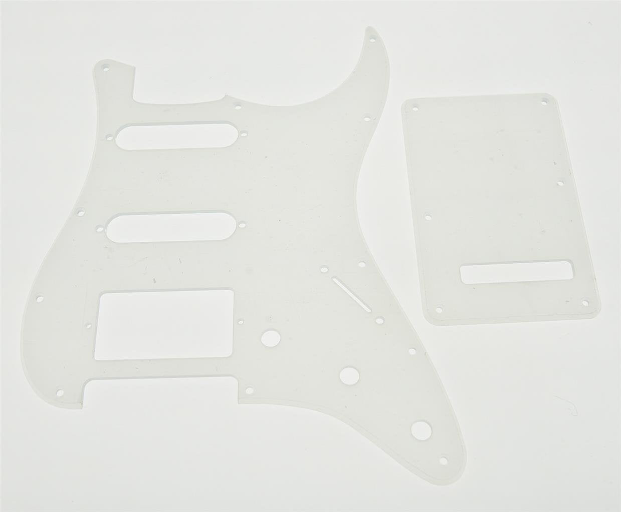 KAISH Clear 11 Hole ST/Strat Style Pickguard HSS Pick Guard with ST Back Plate Tremolo Trem Cover for USA/Mexico Stratocaster/St