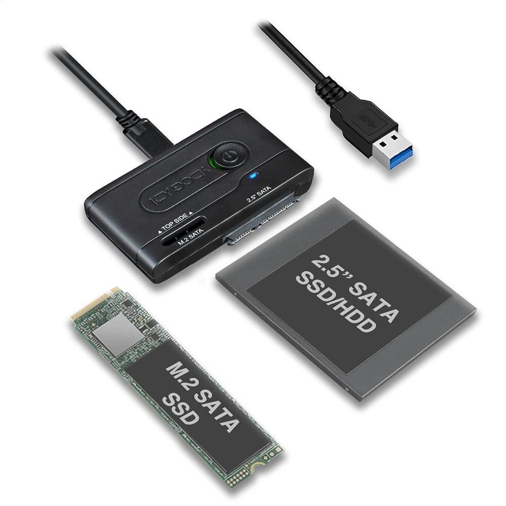 ICY DOCK 2.5 & M.2 SATA III HDD SSD to USB 3.2 Gen 1 (5Gbps) Hard Drive Docking Station Reader Adapter | EZAdapter MB031U1S