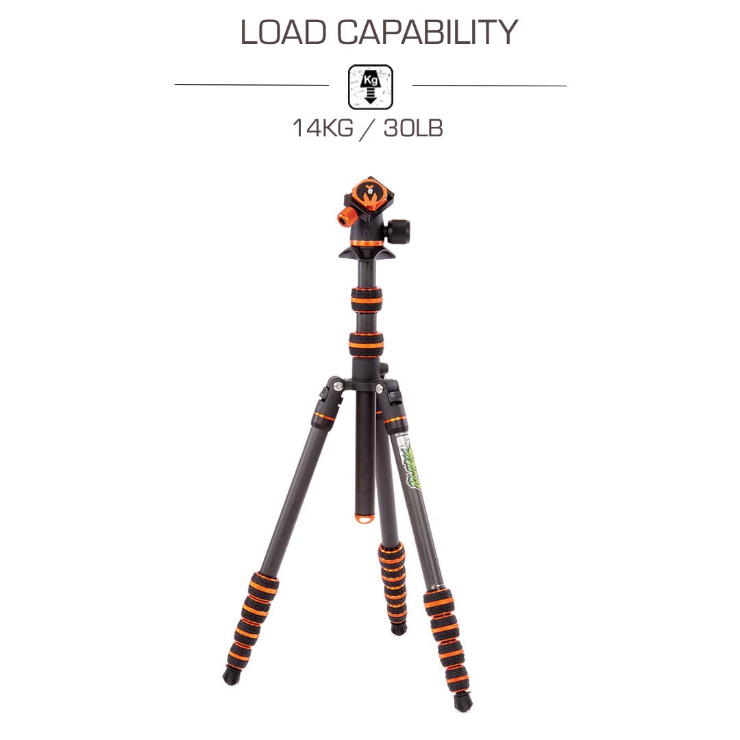 3 Legged Thing Punks Brian 2.0 Carbon Fibre Travel Friendly Tripod   Compact & Adjustable Camera Tripod With Three Detachable Legs   Copper/Black (Brianblack2.0)