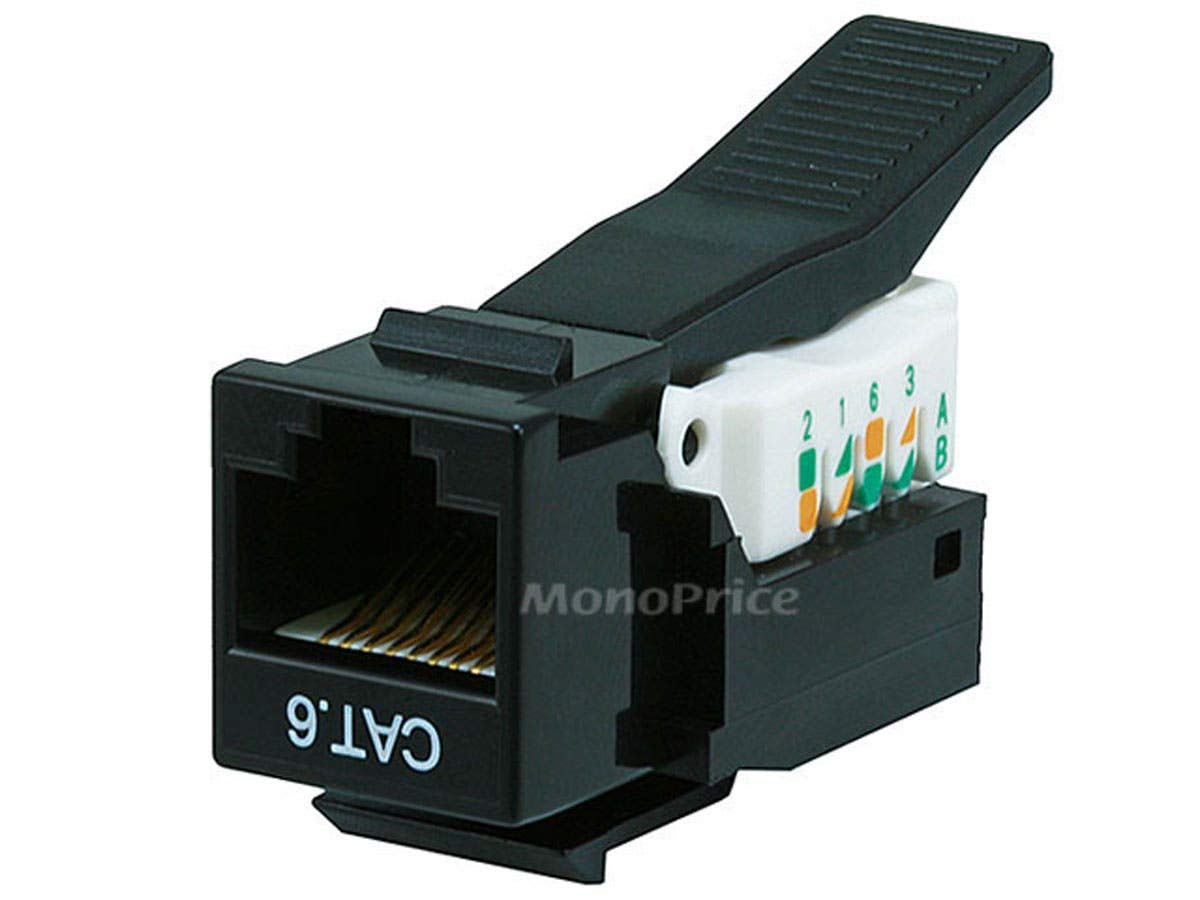 Monoprice Cat6 Rj 45 Toolless Keystone, Black (101039)