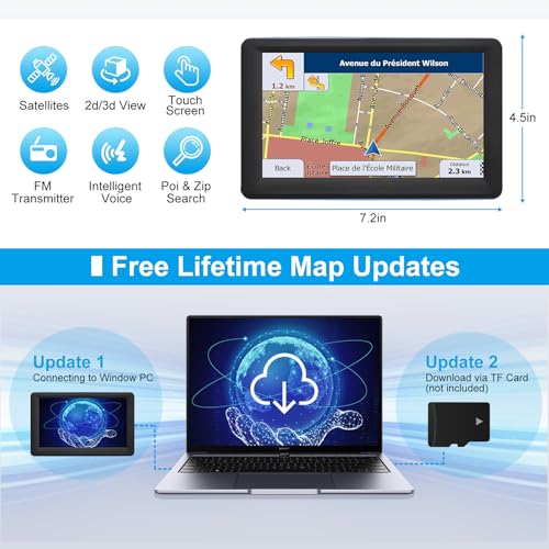 Gps Navigator For Car Truck Rv, Latest 2025 Map, 7 Inch Touch Screen Real Voice Spoken Turn By Turn Direction Reminding Navigati