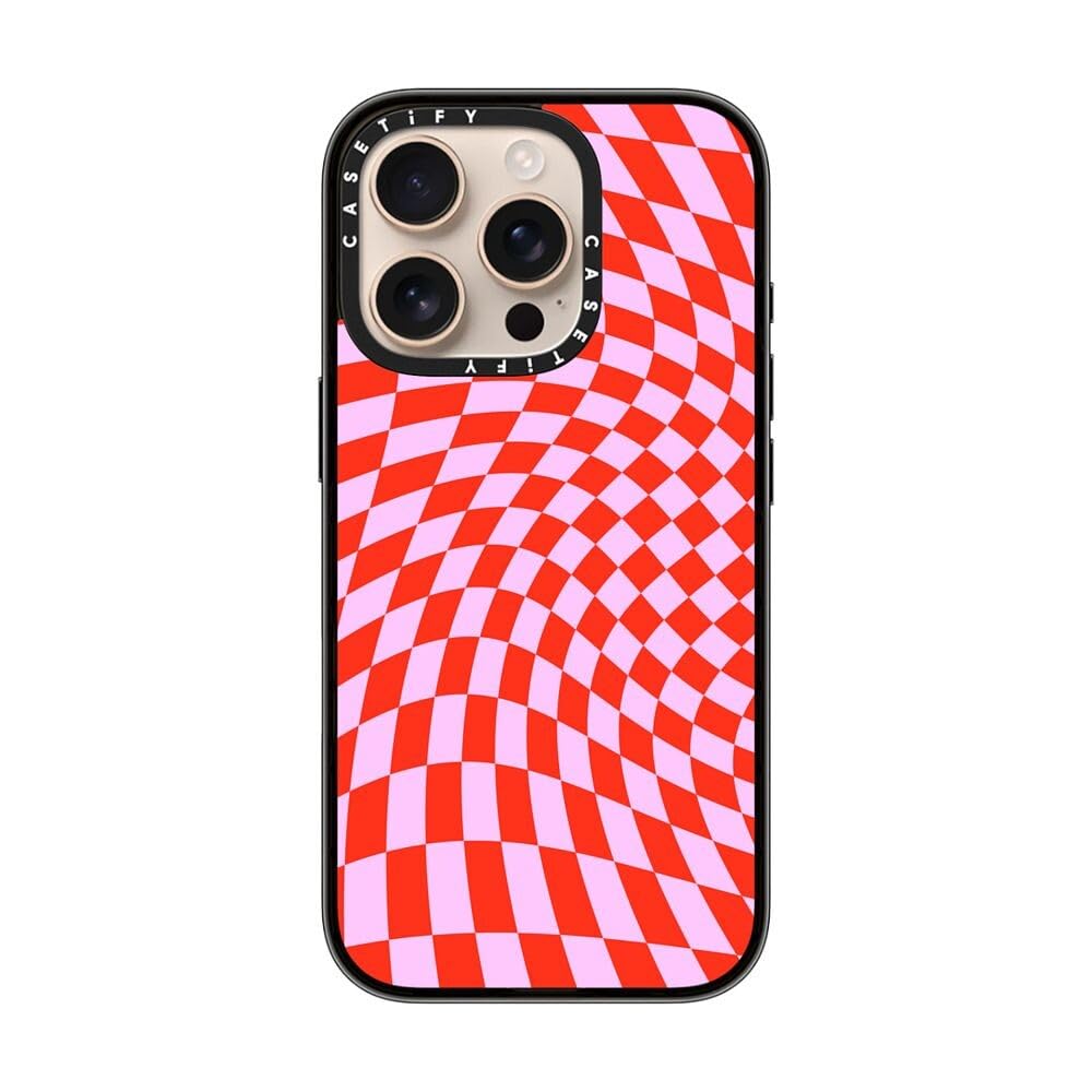 Casetify Compact Case For Iphone 16 Pro [Lightweight / 4 Ft. 2X Military Grade Drop Protection/Slim]   Strawberry Checkers   Cle