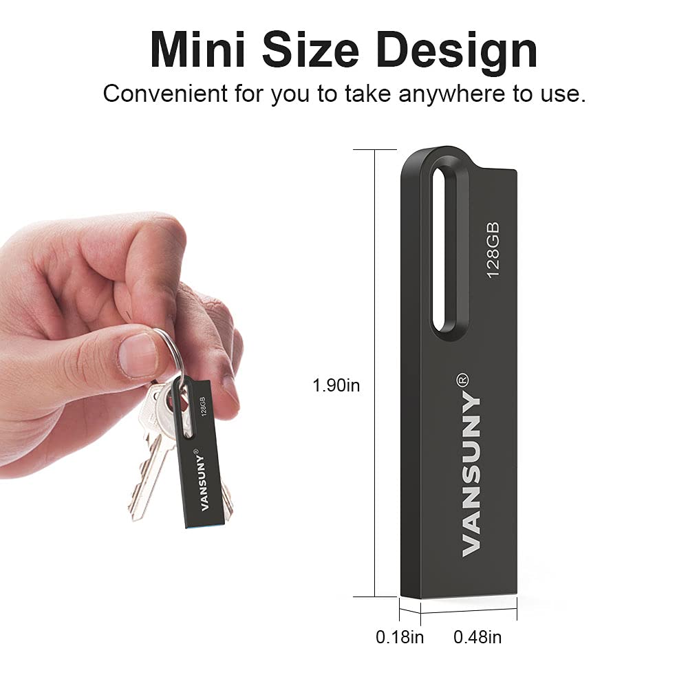Vansuny 128Gb Flash Drive Metal Waterproof Usb Drive Usb 3.0 Ultra High Speed Memory Stick, Portable Thumb Drive For Pc/Tablets/Mac/Laptop
