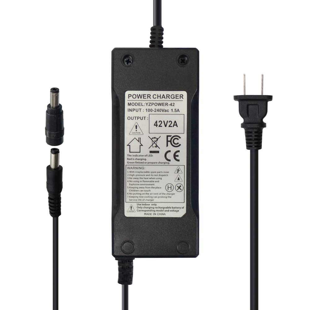 Abakoo 42V 2A Charger Power Supply Adapter for 36V 8Ah-15Ah Lithium Li-ion Battery Pack with DC 5.5 x 2.5mm/5.5 x 2.1mm