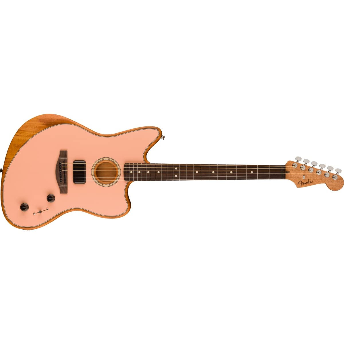 Fender Acoustasonic Player Jazzmaster Acoustic Electric Guitar, With 2-Year Warranty, Shell Pink, Rosewood Fingerboard, With Gig