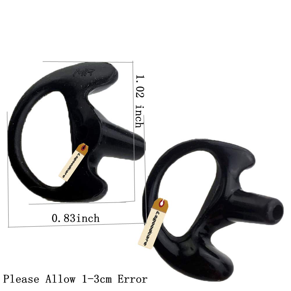 Lsgoodcare 20Pcs Replacement Earmold Earbud Right Ear For Two Way Radio Acoustic Coil Tube Earpiece   Silicone Walkie Talkie Earmould Ear Buds Black Medium Soft Ear Piece