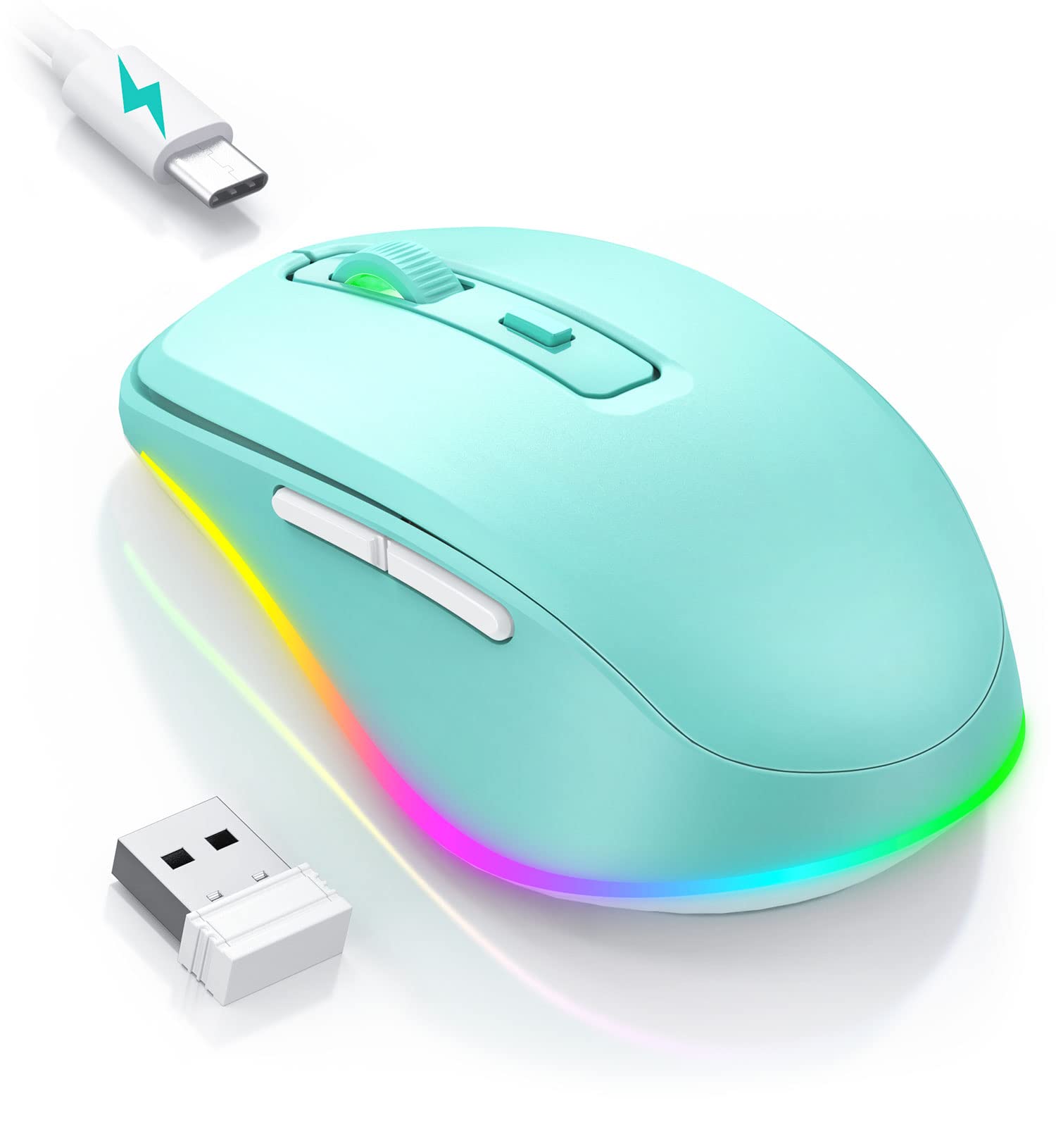 Peious Wireless Mouse, Mouse Jiggler   Led Wireless Mice With Build In Mouse Jiggler Mover, Rechargeable Moving Mouse For Comput