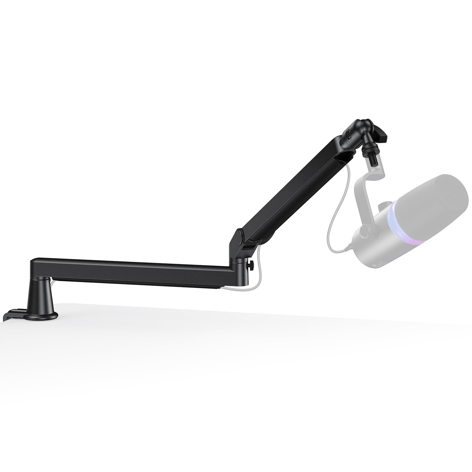Low Profile Mic Arm, Cable Management Microphone Boom Arm, Full Aluminum Adjustable Mic Stand with Desk Clamp, 360Rotatable Heav