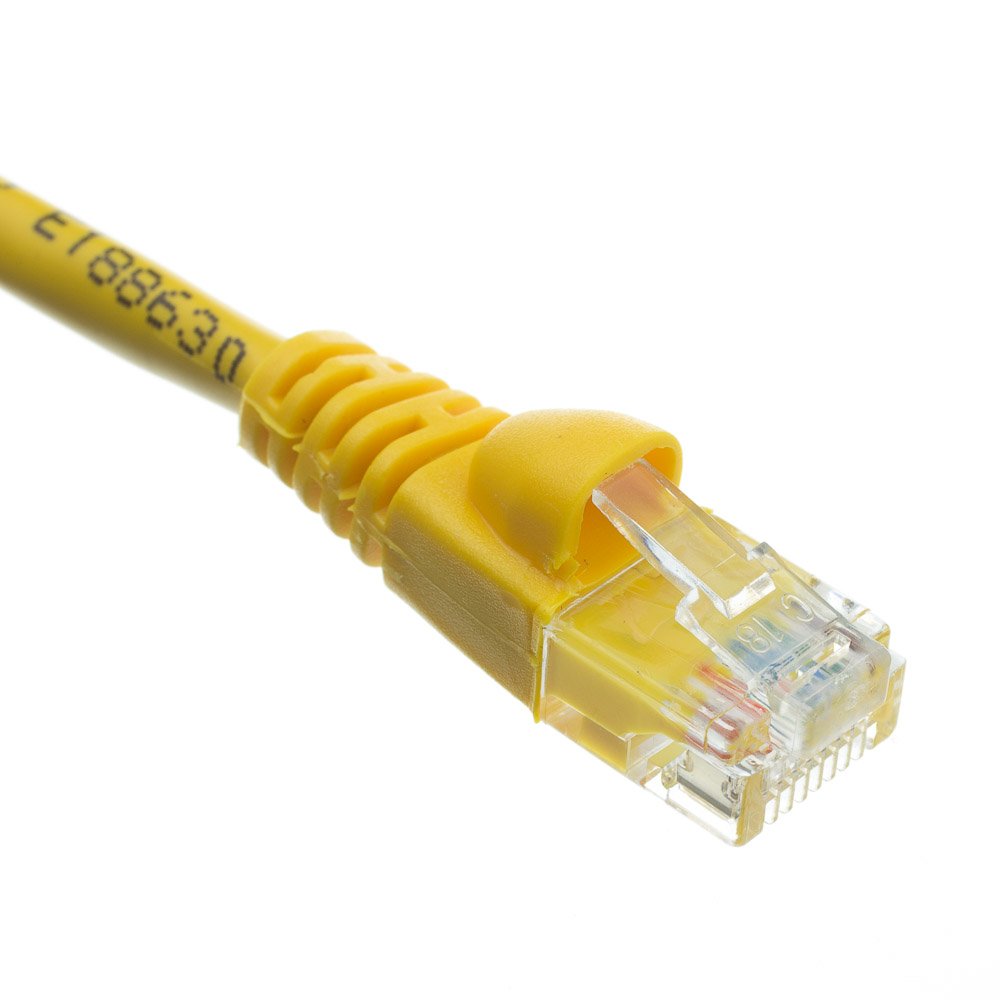 Cablewholesale 100 Foot Yellow Cat6A Ethernet Patch Cable, Snagless/Boot With Rj45 Connector, 500 Mhz, 24 Awg, Utp(Unshielded Tw