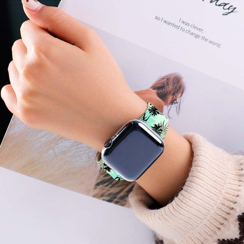 Bacdoilq Palm Tree Smartwatch Bands Summer Wristband Compatible With Watch 38Mm 40Mm 41Mm Soft Silicone Strap Replacement For Se