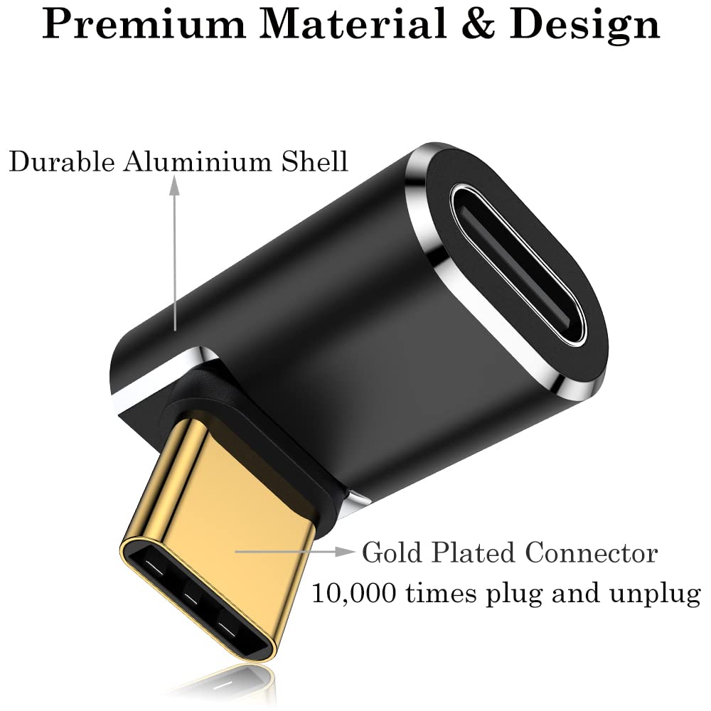 Auvipal Usb C 90 Degree Adapter (Two Styles), 100W Usb C Male To Usb C Female Right Angle Extender Connector For Steam Deck, Met