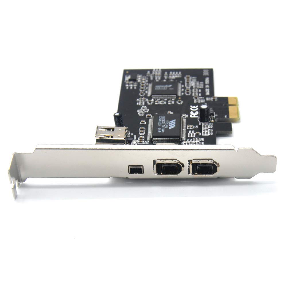 Padarsey Pcie 3 Ports 1394A Firewire Expansion Card, Pci Express (1X) To External Ieee 1394 Adapter Controller (2 X 6 Pin + 1 X